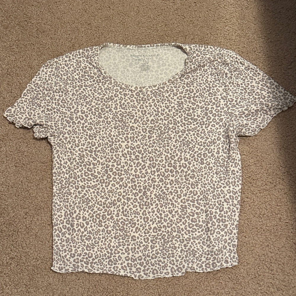 American Eagle Outfitters Leopard Print Top - Brown and Cream